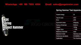 Martelo operado por mola para testes de impacto mecânico IK01 a IK07, 0,14J a 2J
